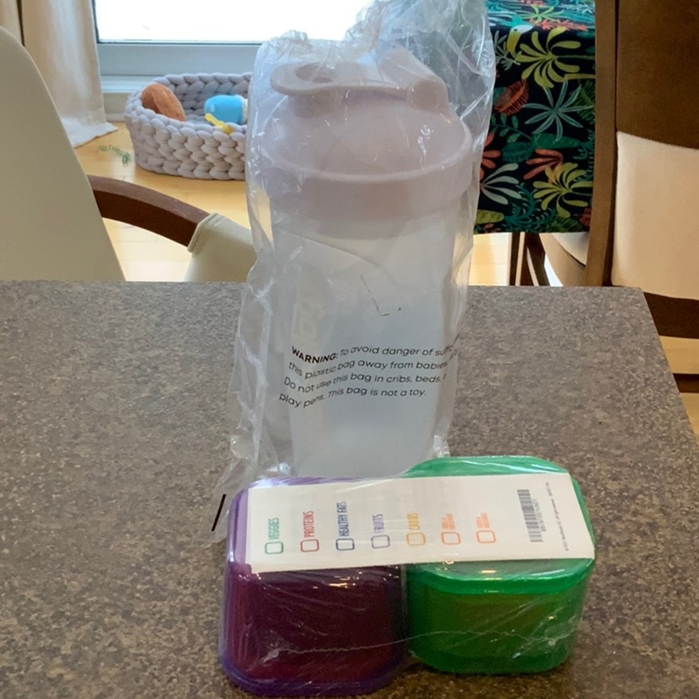 Beachbody Plastic Shaker Bottle with Colorful Containers